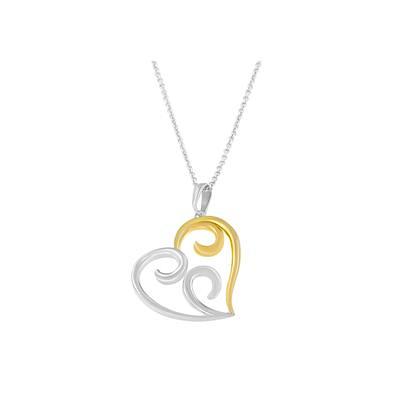 Hallmark Diamonds Swirling Heart Key Necklace 1/10 ct tw Sterling Silver &  10K Rose Gold 18