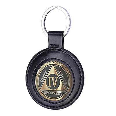  AA Coin Holder Keychain, Displays Both Sides of Sobriety  Chips, Medallions, Recovery Coins, and Tokens, Also Fits Apple Airtag