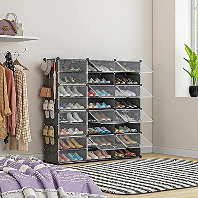 Bumusty Expandable 2 Tier Shoe Organizer Rack, Shoe Rack for