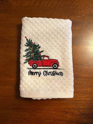 Personalized Christmas Kitchen Towel - Christmas Kitchen Towel - Waffle  Weave Towel - Personalized Kitchen Towels - Christmas Wreath