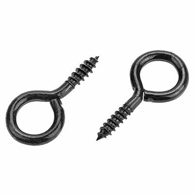 Powlankou powlankou 160 pieces 1 inch screw eyes, black zinc plated steel screw  eyes, self tapping screw hooks, metal eye hooks, eyelet