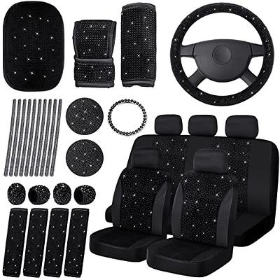 CHENGU 34 Pieces Bling Velvet Fabric Car Seat Covers Full Set Bling Car  Accessories for Women, Diamond Steering Wheel Cover Rhinestone Crystal Seat  Belt Center Console Pad Car Decoration(Black) - Yahoo Shopping
