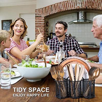 DTICON Utensil Caddy Silverware Cutlery Holder: Kitchen Countertop Flatware  Organizer for Party Spoon and Fork Holder Black Basket Outdoor Buffet  Camping Picnic Modern Metal Utensils Counter Storage - Yahoo Shopping