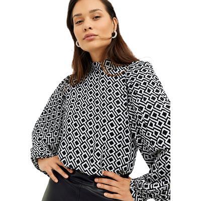 Plus Size Women's Georgette Buttonfront Tie Sleeve Cafe Blouse by