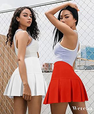 Werena-Women's High Waisted Pleated Skirts Skater Tennis Skirt with Shorts  Pockets Cute Mini A Line Skirt Small #1 White : : Clothing, Shoes  & Accessories