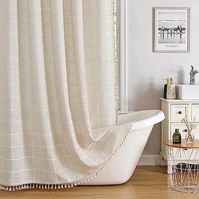 Joycloth Boho Farmhouse Shower Curtain With Tassels Heavy Duty Water Repellent Cotton Linen Curtains For Bathroom Decor Rustic Fabric Set 12 Hooks Cream 72 X Yahoo Ping