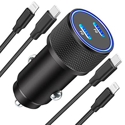 [MFi Certified] iPhone Fast Car Charger, IDiSONCABLE 40W 2-Port PD 3.0 USB  C Car Charger All Metal Cigarette Lighter Adapter with 2 Pack Type C to