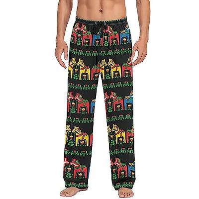 Swedish Dala Horse Folk Art Mens Pajama Pants Lounge Men's Pajama