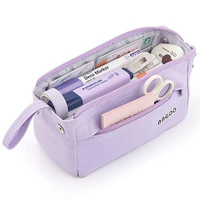 KALIDI Grid Mesh Pencil Case Large Capacity Pencil Case Big Pencil Pouch  With Zipper Simple Stationery Bag Aesthetic Pen Bag for School Teen Girl  Boy Multi-Purp…