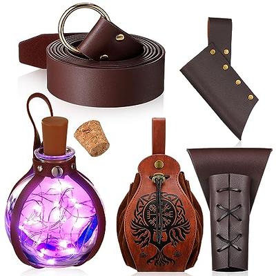 Ramede 8 Pcs Halloween Accessories PU Leather Ring Belt Witch Wizard Waist  Belt Corset Cork Potion Bottle with LED Lights Medieval Belt Pouch Retro  Cosplay Accessories for Women (Black) : : Clothing
