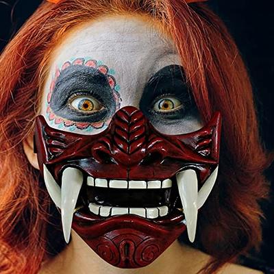  Boxwizard Samurai Oni Mask, Japanese Cosplay Latex Mask Anime  Demon Face Cover Ghostface Mask for Halloween Party (Black) : Toys & Games