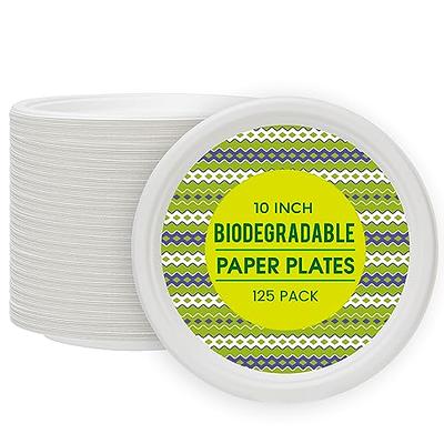 Paper Plates 10 Inch [125 Count], 100% Compostable Disposable