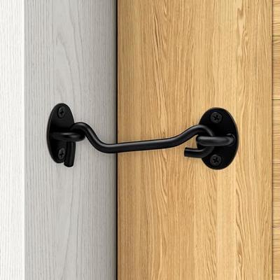 Door Latch Hook and Eye 2 Pack, 4 inch Barn Door Lock Black, Heavy