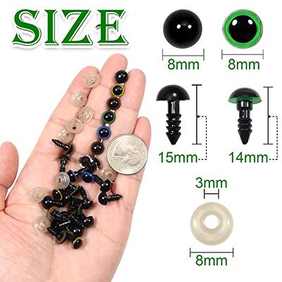 TOAOB 150pcs 8mm Black Plastic Safety Eyes Crafts Safety Eyes with Washers  for Stuffed Animals Amigurumis Crochet Bears Doll Making