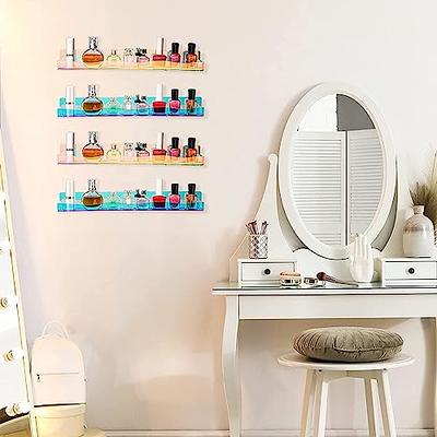 No-Drill Clear Acrylic Makeup Organizer Wall Mounted with Adhesive Stickers  or Screws