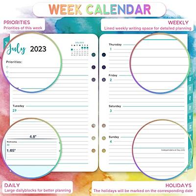 2023-2024 Planner Refills, 2023 2024 Weekly & Monthly Planner Refills for A6 Binder, Runs from July 2023 to June 2024, 6-Hole Refill Planner with