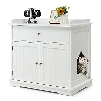Palram CATSHIRE Cat Litter Box Enclosure Furniture, Hidden Litter Box for  Indoor Cats, Enclosed Cat Box Cabinet, Pet House, Side Table, Nightstand,  with Magnetic Door Latch, Easy to Clean, White - Yahoo