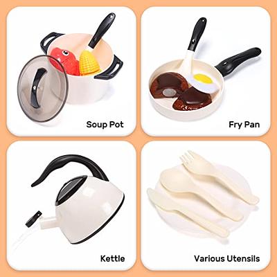  CUTE STONE Play Kitchen Accessories Set, Kids Cooking Toys Set  with Play Pots and Pans, Electronic Induction Cooktop with Sound & Light,  Cookware Utensils Kids Kitchen Set Kitchen Toys for Kids 