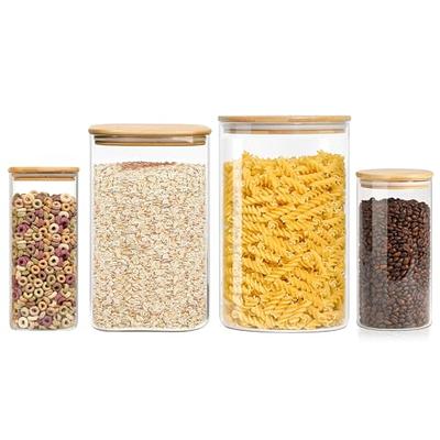  SLifeJars-Glass Jars with Bamboo Lids 32 oz 8 pcs Glass Food  Storage Containers with Airtight Bamboo Lids, Glass Canisters Stackable  Kitchen Pantry bamboo lid for Coffee Beans, Rice, Sugar and More