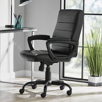 Mainstays Ergonomic Office Chair with Adjustable Headrest, Black Fabric, 275lb Capacity