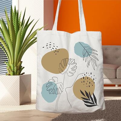 Minimal Art Tote Bag, One Line Drawing, Abstract Flowers Design