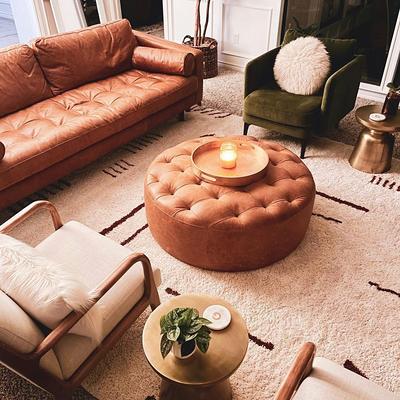 Pouf Stuffed Filled  Leather Pouffe Ottoman - Handmade Furniture Square Pouf  Ottoman, Luxurious Executive Modern Square - Yahoo Shopping