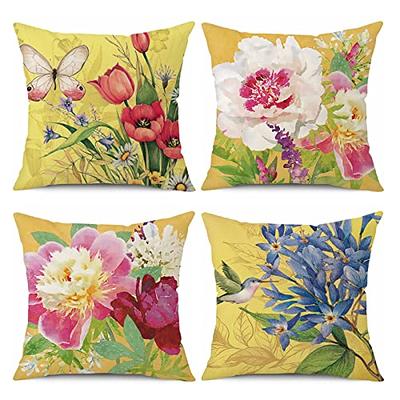 Outdoor Set of 4 Waterproof Throw Pillow Covers 18x18 Inches, Pink