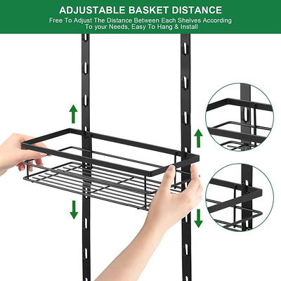 Oumilen Over The Door 3 Tier Shower Caddy, Adjustable Hanging Organizer with Suction Cup, Black - Black