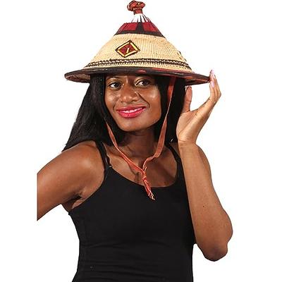 Lightweight Sun Hat for Men, Women  African Men's Fulani Straw Hat -  Medium, Red and Brown Conical Hat - Yahoo Shopping