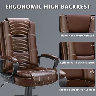 Vinsetto 484lbs Big and Tall Ergonomic Executive Office Chair High Back Adjustable Computer Task Chair Swivel PU Leather - Brown