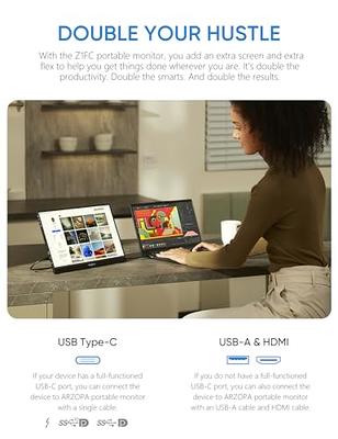Arzopa Portable Monitor 17.3, 1080P FHD HDR IPS Laptop Computer Monitor  HDMI
