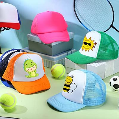 16 Pack Trucker Hat for Kids Summer Polyester Mesh Cap Adjustable Sublimation Blank Hats Baseball Caps for Outdoor