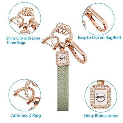 Gkeygo Leather Car Keychain, Handmade Woven Keychains for Women and Men, Universal Key Fob Holder with 360 Degree Rotatable, Anti-lost D-Ring, 2