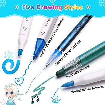 beefunni Frozen Washable Markers Set 48 pcs with Glitter Pencil