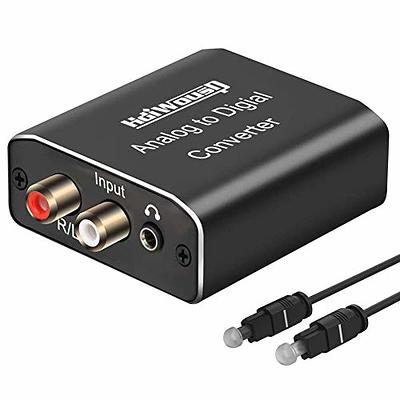 Digital-to-Analog Audio Converter, 96KHz DAC Digital Coaxial and Optical ( Toslink/SPDIF) to Analog 3.5mm AUX and RCA (L/R) Stereo Audio Adapter DAC  Converter with Fiber and Power Cable 