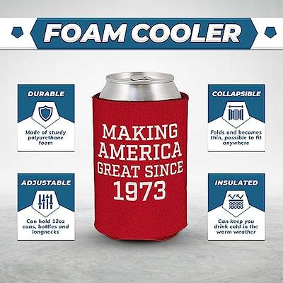 Making America Great Since 1973 Can Sleeve Cooler Insulated Drink Coozies  Soda Beer Hugger Coolies (Red, 6 Pk) - Yahoo Shopping