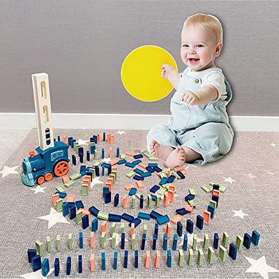 NEWCREATIVETOP Wooden Dominos Blocks Set, Kids Game Educational Play Toy,  Domino Racing Toy Game (240PCS)