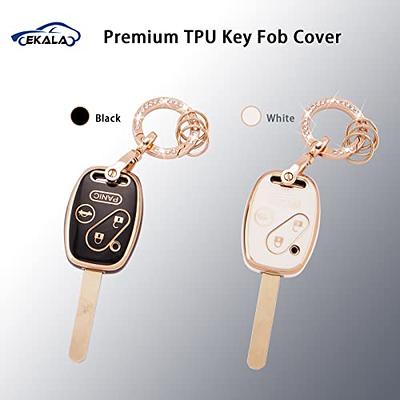  WeiZhenZJYiWu Key fob Cover ，Two different materials keychain  Accessories，5 colors TPU key Cover .for Honda Accord Civic etc Smart Key 。  (White-A) : Automotive