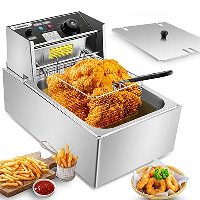 Deep Fryer Stainless Steel Single Timer Tank Electric Countertop Restaurant  Home