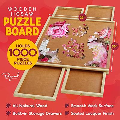 1000 Piece Wooden Jigsaw Puzzle Board - 4 Drawers, Rotating Puzzle Table, 30” X 22” Jigsaw Puzzle Table