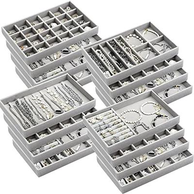 Siveit Earring Organizer Tray Velvet Earring Display Organizer Storage Box  Premium 110 Slot 55 Pair Earring Display Organizer with Transparent Glass