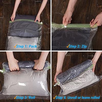 Space Saver Bags for Travel 10 Pack Compression Bags for Travel  Accessories, No Vacuum Pump Needed, Roll-up Storage Bags for Luggage