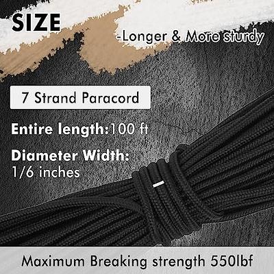 WEBSUKA 100ft 550lb Paracord Parachute Cord - 7 Strand Paracord Rope,Strong Parachute  Cord, Survival Paracord, Survival Cord, for Hiking, Outdoor, Camping,  Crafting, DIY Projects Black - Yahoo Shopping