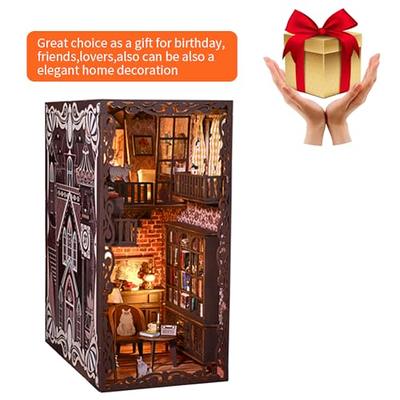DIY Christmas Book Nook Kit w/LED Light and Furniture 3D Wooden Puzzle  Bookshelf