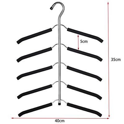 Multi-Layer Clothes Hangers Blouse Tree Hangers 3 Pack 5 in 1 Non Slip  Space Saving Stainless Steel Shirt Hangers Closet Organizer（3，Grey）