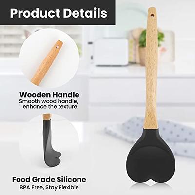 10.7 Inch Silicone Spatula, 2 Pcs Heart Shaped-wooden handle Silicone  Spatula for Cooking, Stirring, Pastry, Mixing, Kitchen Utensil, for  Mother's Day, Wedding Gifts, Engagement (Black) - Yahoo Shopping