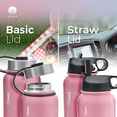  Super Sparrow Insulated Water Bottle with Straw -17 oz -  Reusable Leak Proof Thermos - BPA-Free Kids Water Bottle Stainless Steel -  2 Lids Metal Water Bottle for Sports, Travel