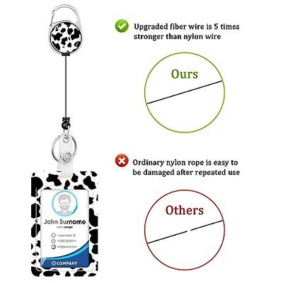 TIESOME 2 Pack Metal Retractable Badge Holder, ID Badge Holder with Reel Clip and Carabiner Key Chain Durable Keychain