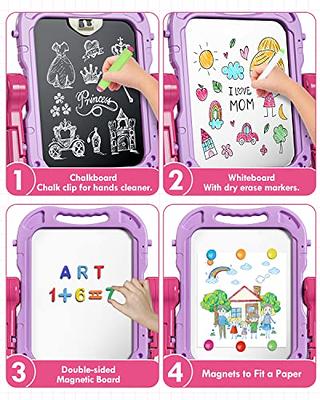 Lehoo Castle Easel for Kids, 4 in 1 Double Sided Kids Art Easel with  Magnetic White