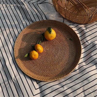 Picnic baskets. Wicker containers with fruit, vegetables, bread